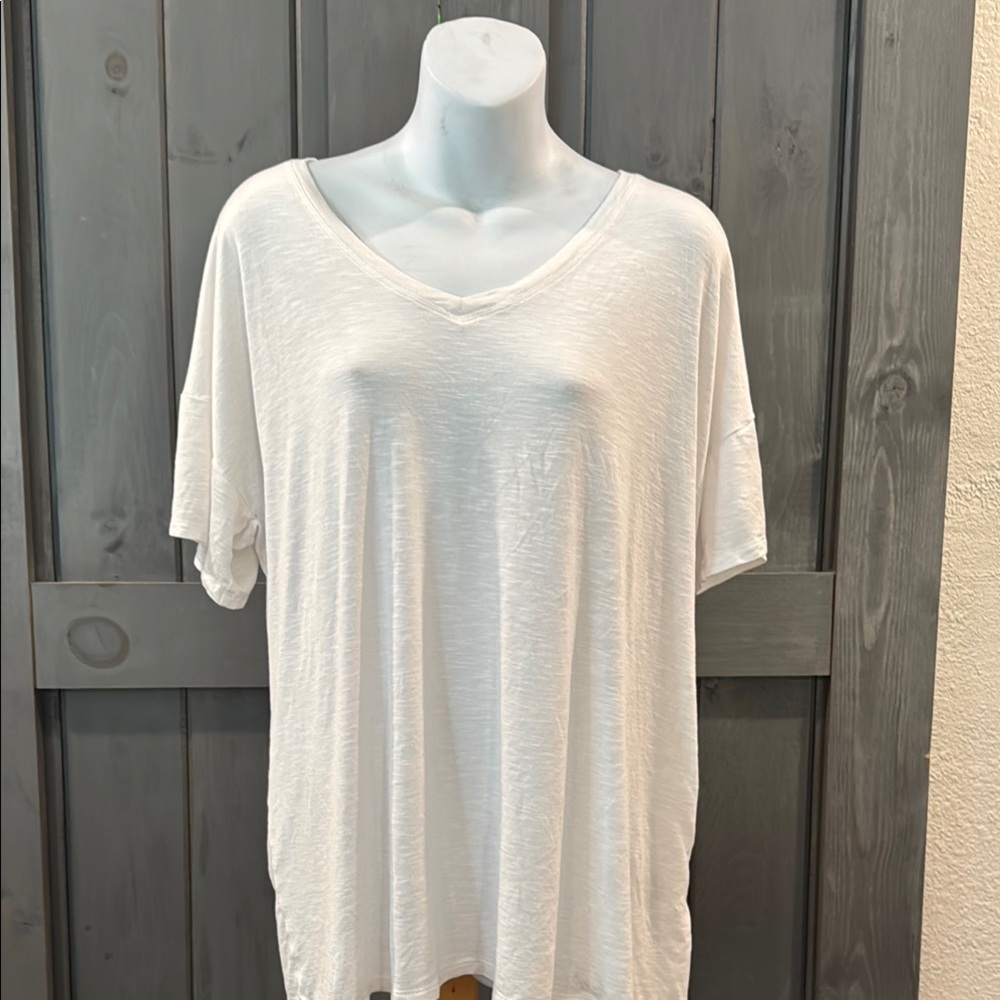 Women's White V-Neck Top